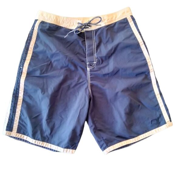Old Navy Swim Trunks Size M Blue with White Trim Velcro and Drawstring Closure - Picture 1 of 10